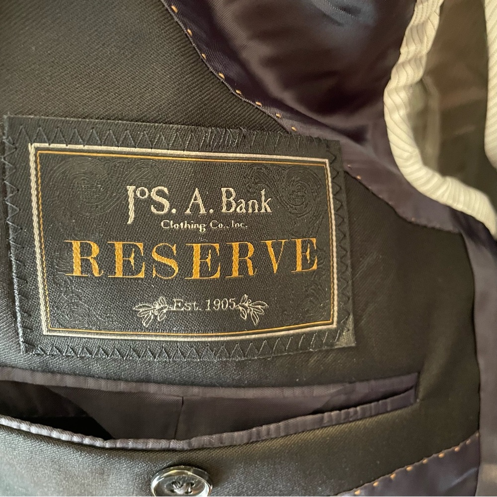 Jos. A. Bank Reserve Reda Italian 100% Wool Super 110’s Black Blazer Size 44S - Picture 7 of 16